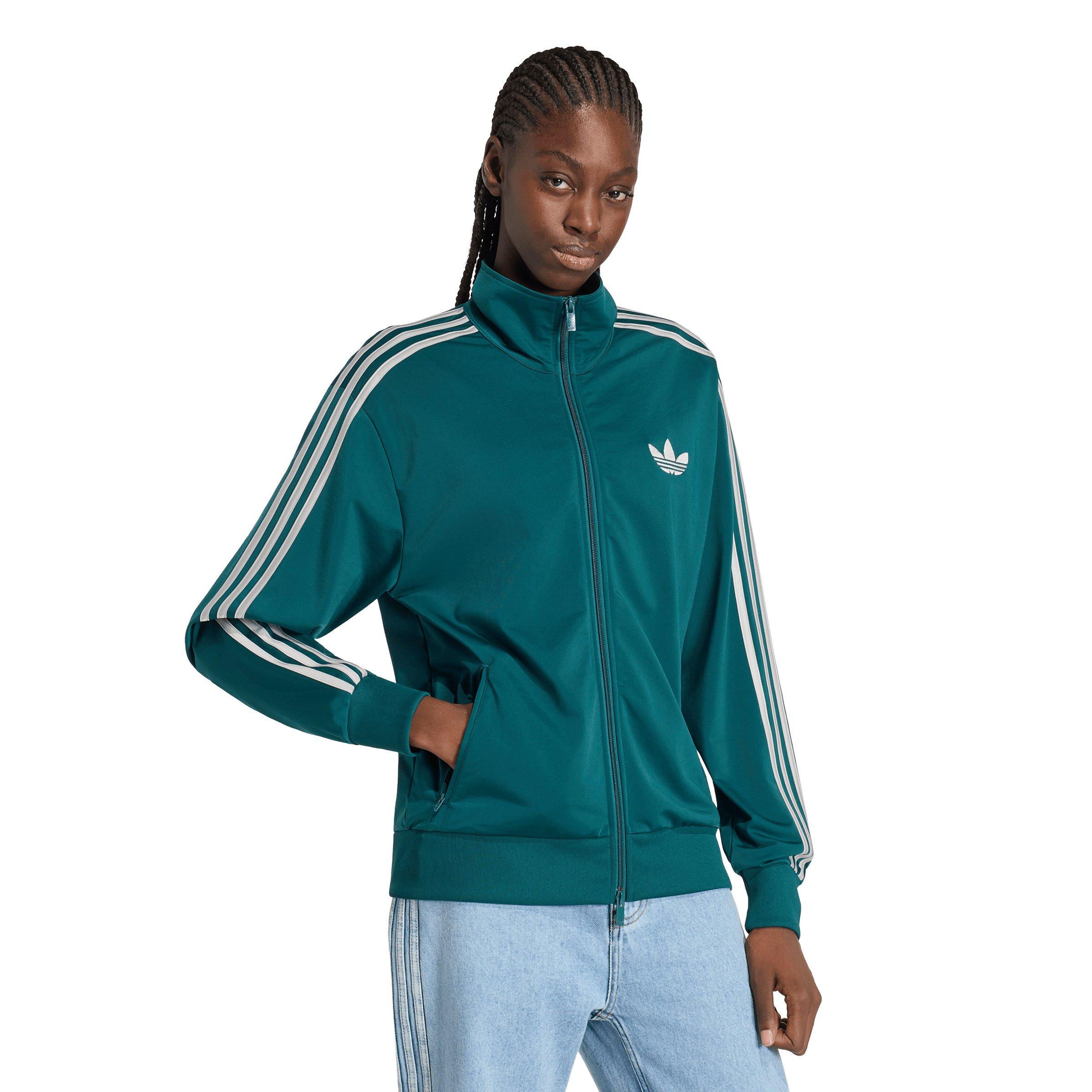adidas Originals Women's Firebird Loose Track Top - Green/Grey - GREEN/GREY